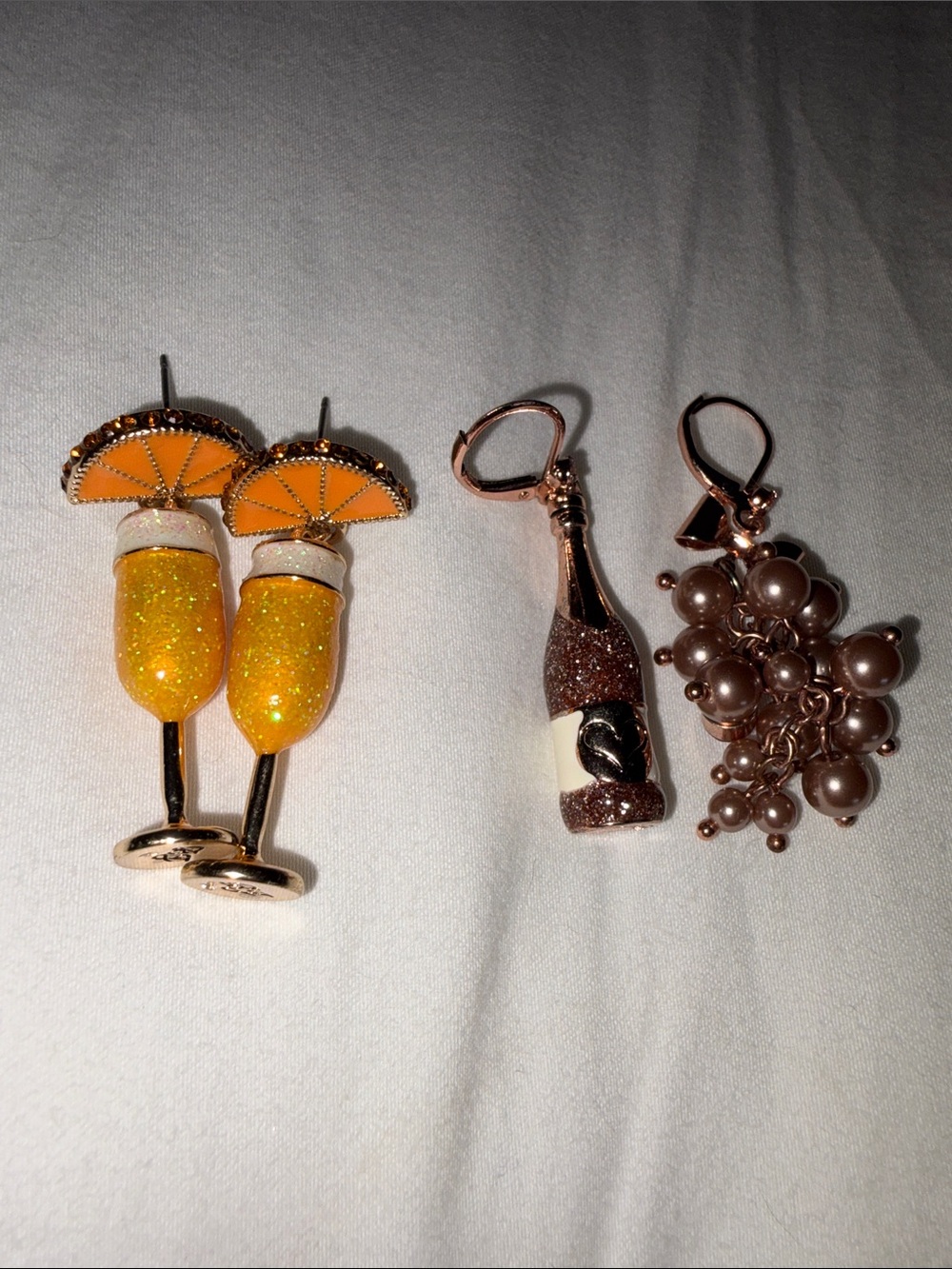 Betsy Johnson Champagne & Mimosa Earrings Lot